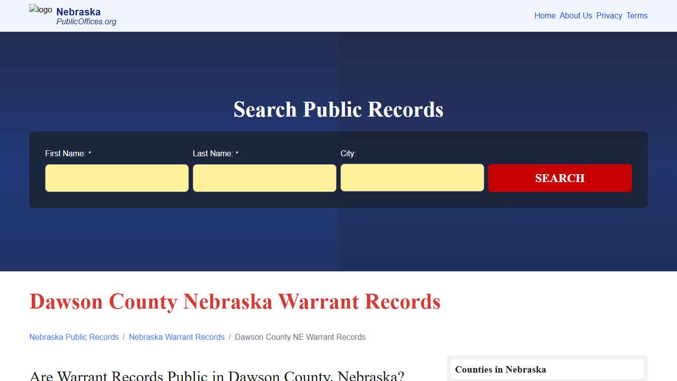 Dawson County, NE Warrant Records Search – PublicOffices.org